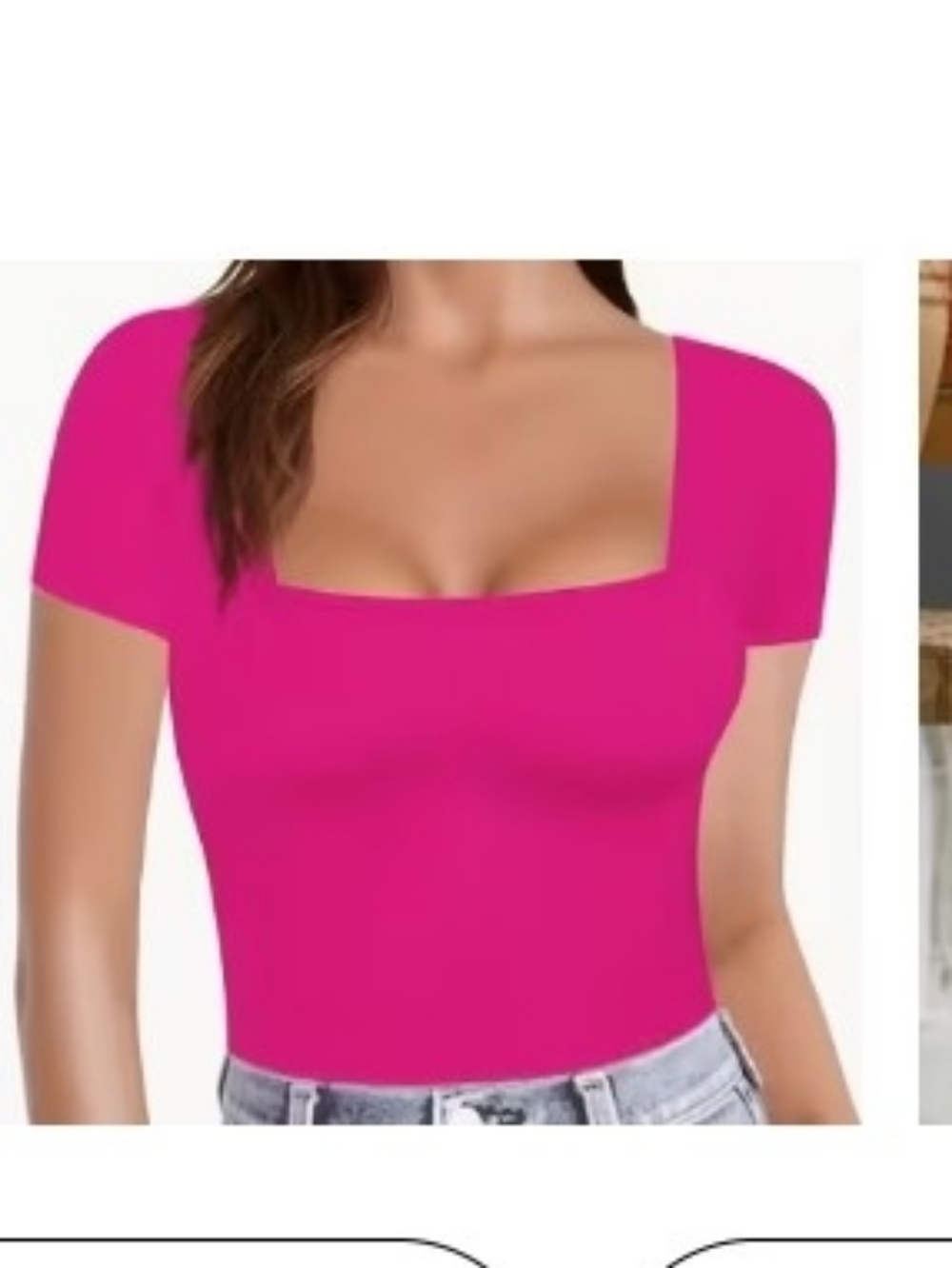 Women’s Square Neck Fitted Top - Hot Pink